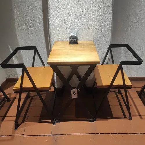 Wooden Metal Table Chair Set