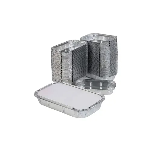 Silver Foil Food Packaging Container with Paper Lid