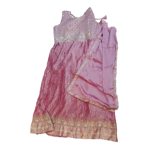 Readymade Stitched Silk Pink Kurti For Girls