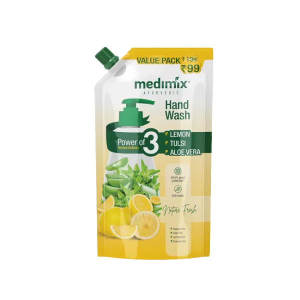 Medimix Ayurvedic Nature Fresh Hand Wash with Lemon, Tulsi and Aloe Vera | 675 ML