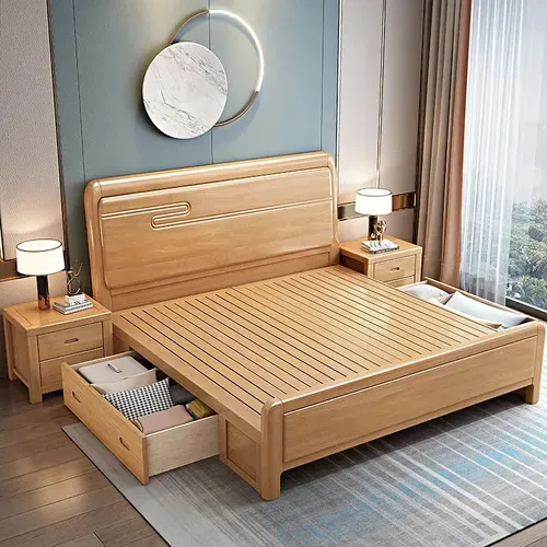 Four Leg Bed with Storage Box and Side Table