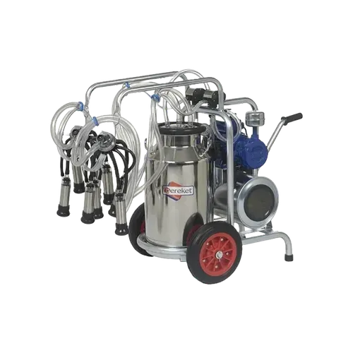 Trolly Mounted Single Can of 40 ltr with Double Cluster Milking Machine | BS- 3X