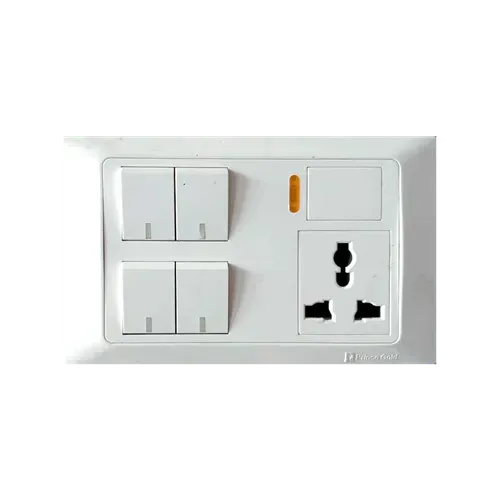 White Color 4 Gang Switch with Socket