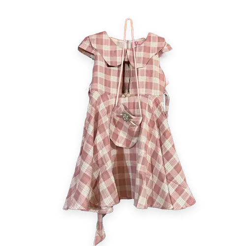 Baby Girl Puff Sleeve Dress with Hand Bag