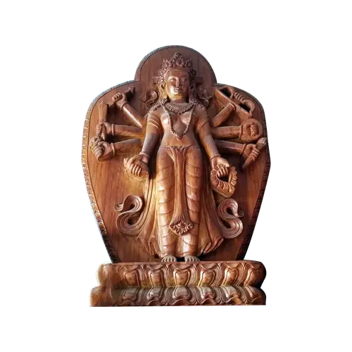 Wooden Hand Carved Lord Bishnu Statue