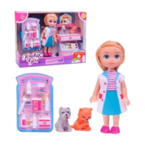 Doll With Pet Doctor Set Mini Vet Toys