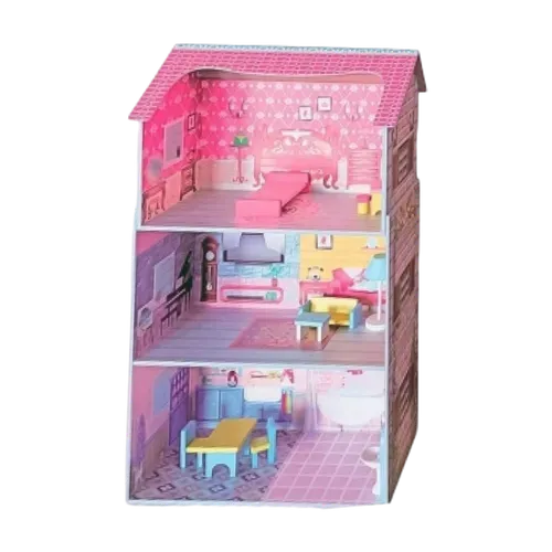 Wooden Barbie Doll House With Furniture Toy 1093