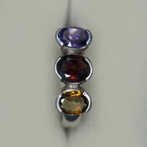 Nepal Handicraft Citrin Garnet Amethyst Ring