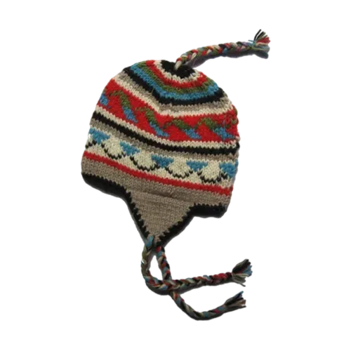 Nepal Handicraft Handmade Woolen Ear Cap with Fleece Lining Inside