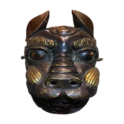 Nepal Handicraft Lion Wooden Mask