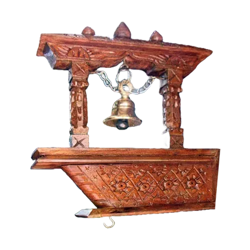 Nepal Handicraft Wooden Carving Wall Bell