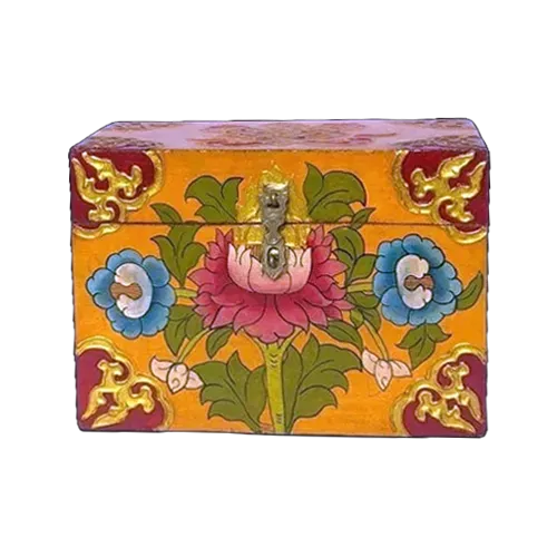 Nepal Handicraft Wooden Flowery Painted Box