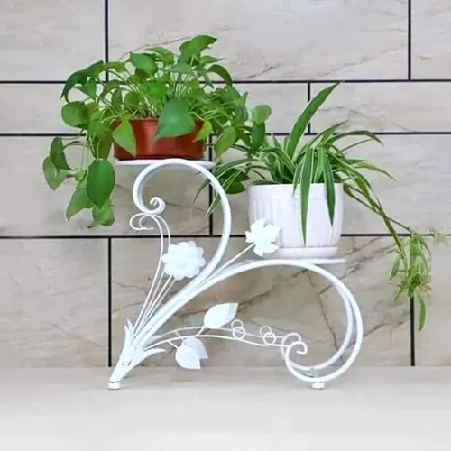 White Heart Shaped 2 Flower Pot Stand