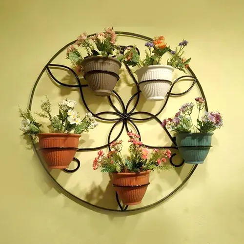 Wall Hanging Metal Circular Flower 5 Pot Stand