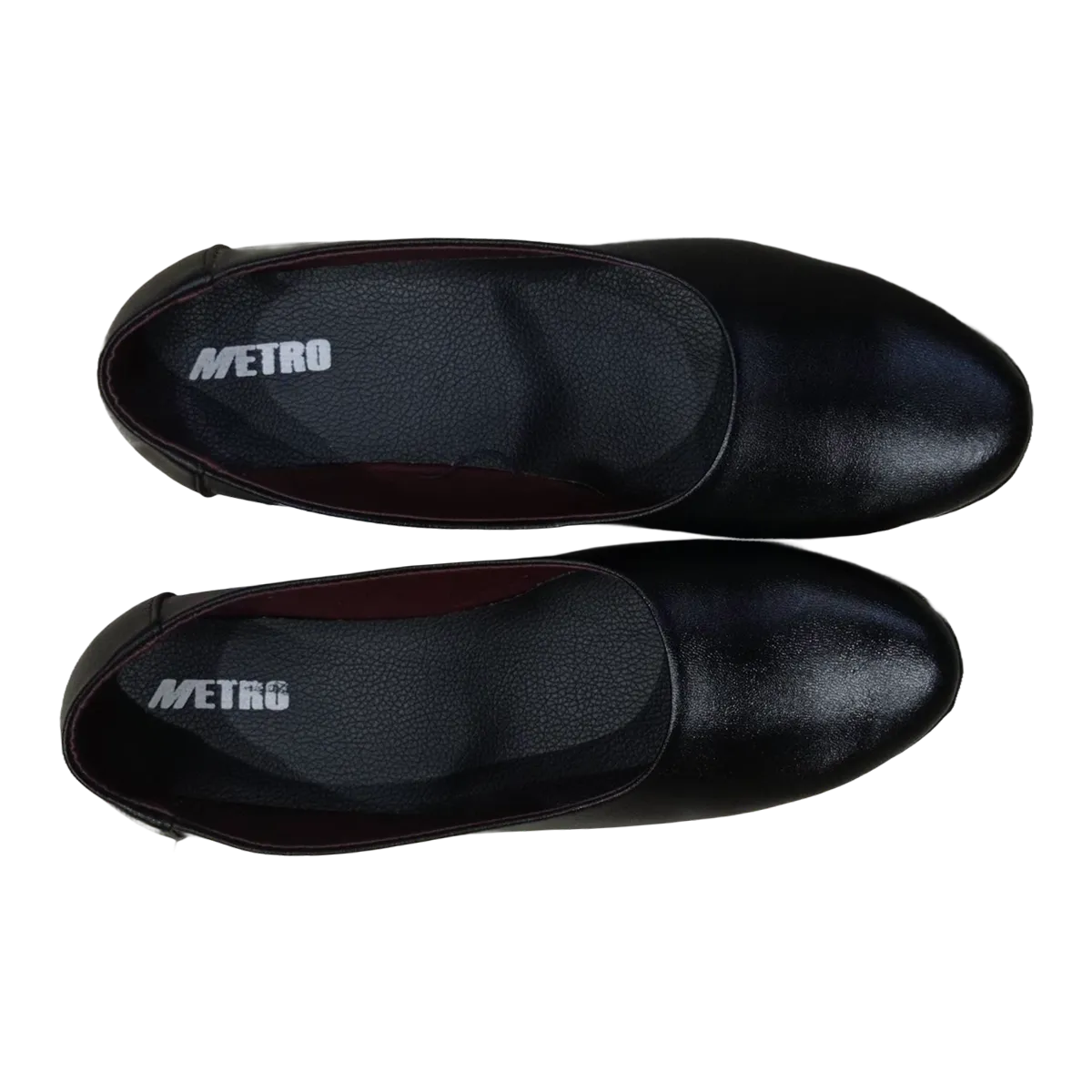 Metro Footwear Black High Sole Ladies Leather Shoes, Style 021